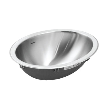 Houzer Opus 18 inch Stainless Steel Drop-in Oval Bathroom Sink without Overflow